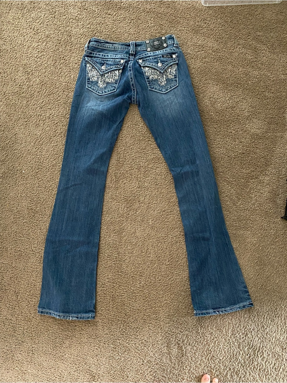 Miss Me Blue Flared Jeans with Embellished Back Pockets